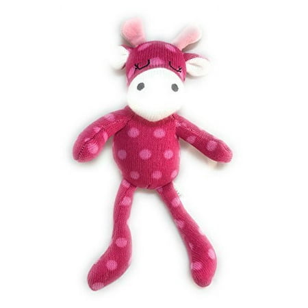 Spark Sleepy Baby Pink Polka Dot Sock Knit Giraffe Plush