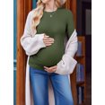 thumbnail image 6 of Weardear 3 Pack Maternity Shirts Ruched Side Long Sleeve Pregnancy Basic T-Shirt Casual Round Neck Pregnant Tops, 6 of 6