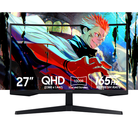 SAMSUNG 27” Odyssey G5 QHD Gaming Monitor | 165Hz , 1ms | 1000R Curved VA Panel | AMD FreeSync, HDR10 | Minimized Eye Strain | w/Hdmi