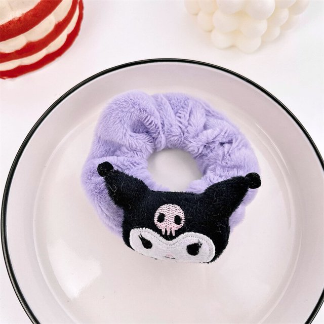 Anillo de pelo de felpa Kawaii Sanrio, banda de pelo de dibujos animados, banda de lavado creativa, cuerda para el cabello, Mymelody Cinnamorroll, Hellokitty, nuevo Fivean unisex