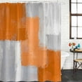 thumbnail image 3 of Small Stall Shower Curtain 48x72 Inch Narrow Half Size Orange Abstract Bath Curtains Bathroom Decor, Grey Geometric Oil Painting Vintage Gradient Waterproof Shower Curtain Set with Hooks 48 Inch, 3 of 6