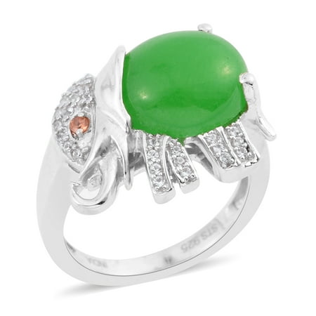 Elephant Rings For Sale 925 Sterling Silver Platinum Plated Oval Purple Jade Multi Gemstone Elephant Ring for Teen Girls ()