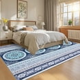 thumbnail image 3 of FairOnly 8'x10'Blue Boho Vintage Area Rug for Living Room Washable Non Slip Low Pile Oriental Floral Rugs, 3 of 8