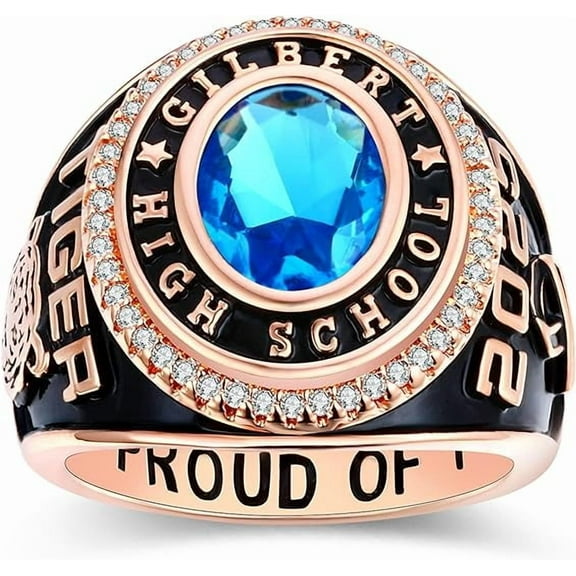 Custom Class Rings Fully Personalized Class Rings for Men Gold Plated Class Rings Sterling Silver Rings Men's Class Rings Class Rings for Men High School Size 5-15 College Rings for Men