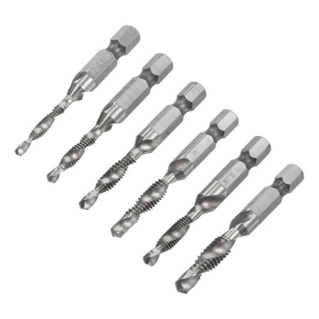 Uxcell 6-32 8-32 10-3210-24 12-24 1/4-20 High Speed Steel Combination Drill Tap Bit Set 6 Pack