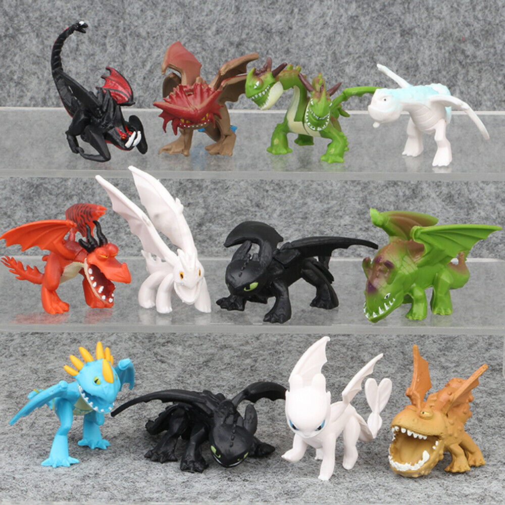 How To Train Your Dragon Light Night Fury Toothless 12PCS Action Figure Kids Toy 