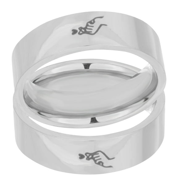 Worgeous Promise Rings for Girlfriend Matching Couple Heart Lovers Silver