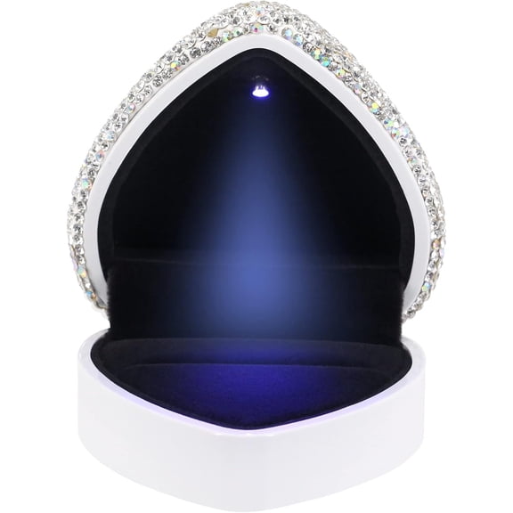 Ring Box White Love shaped Flip up Wedding Proposal New High end Ring Box with LED Light(white)