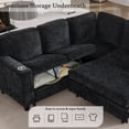 thumbnail image 3 of MOONMISS L-Shaped Sofa with Pull Out Sofa Bed, Sleeper Sofa Couch Bed with Storage Seat, 5 Seat Sectional Sofa Bed with USB, Sectional Sofa Couch for Living Room, Apartment,Black, 3 of 5