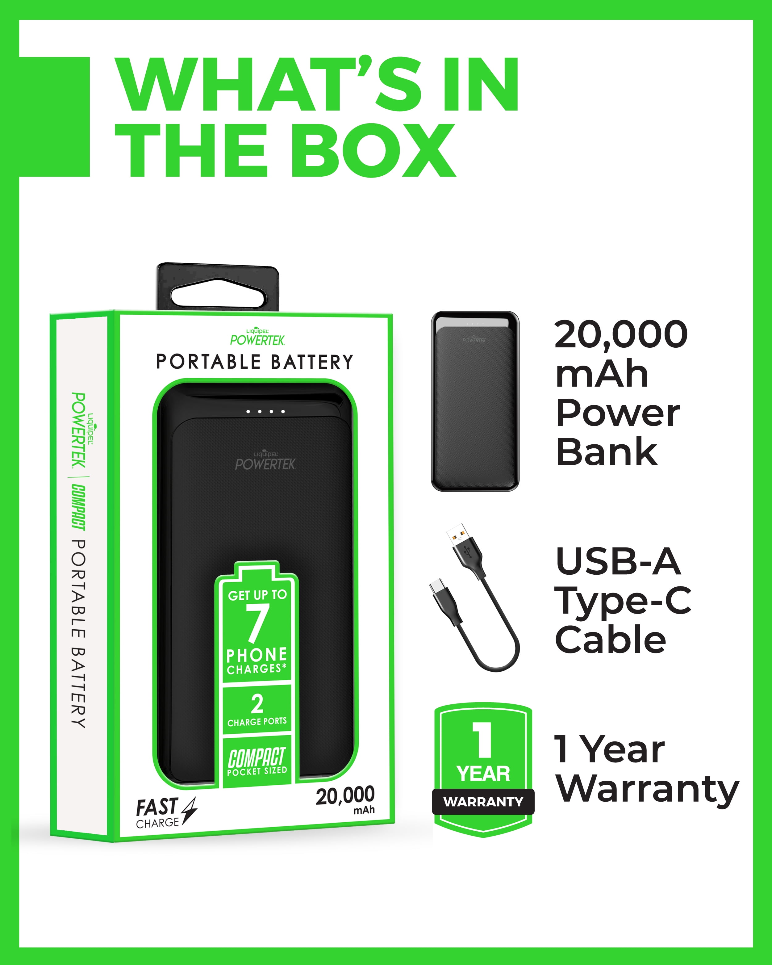 Power Bank 20000mAh Batería externa portable, Color blanco - VTAC