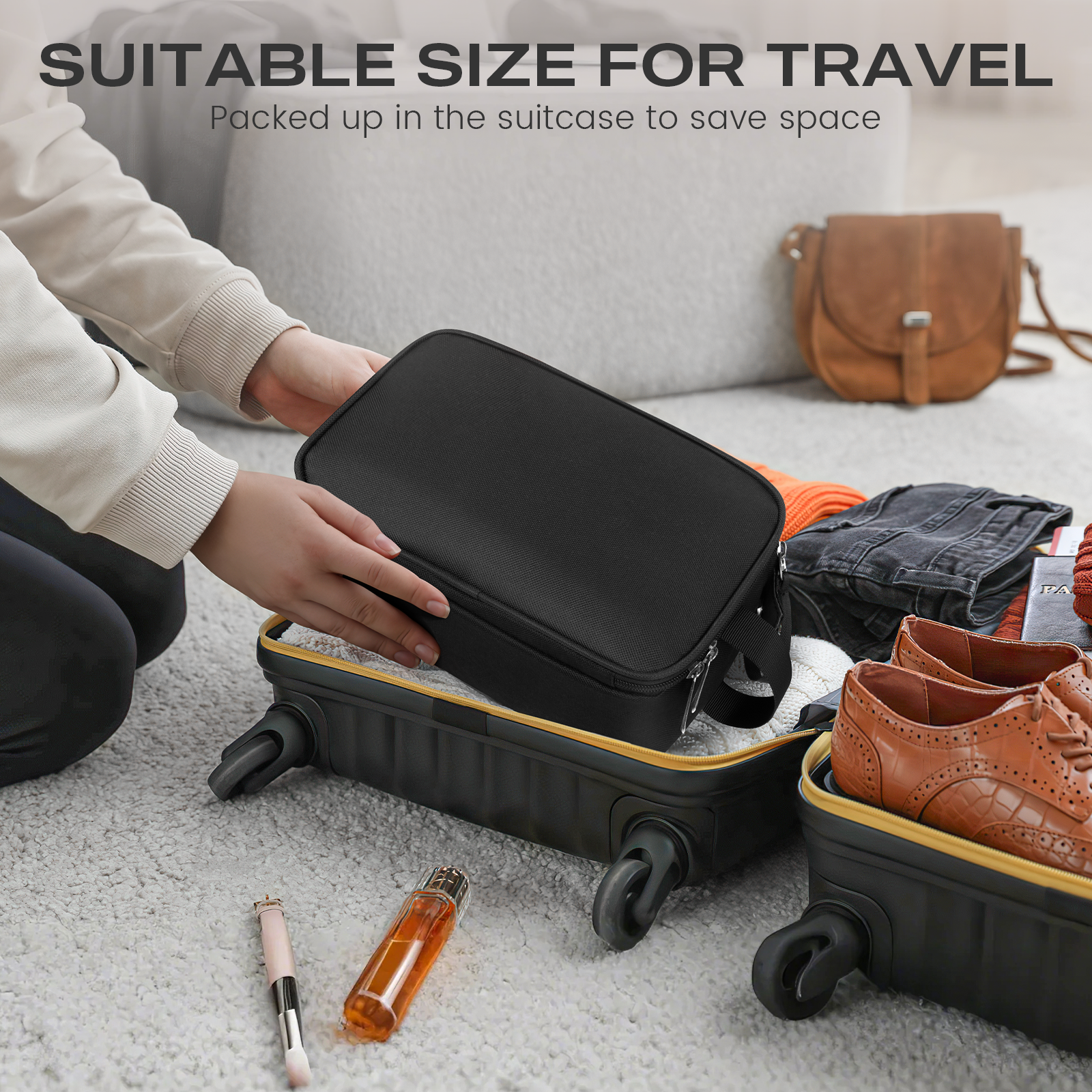 DAKOMM Water-Resistant Travel Toiletry Bag, Black photo 3