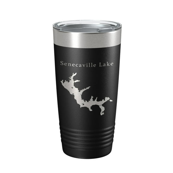Senecaville Lake Map Tumbler Travel Mug Insulated Laser Engraved Coffee Cup Ohio 20 oz Black