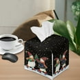 thumbnail image 2 of ZIATUBLE Christmas Snowman Square Tissue Box Cover Galaxy Snowflakes Leather Tissue Box Holder Facial Reusable Napkin Box Holders Cube Tissue Organizer Home Accessories Decoration, 2 of 7