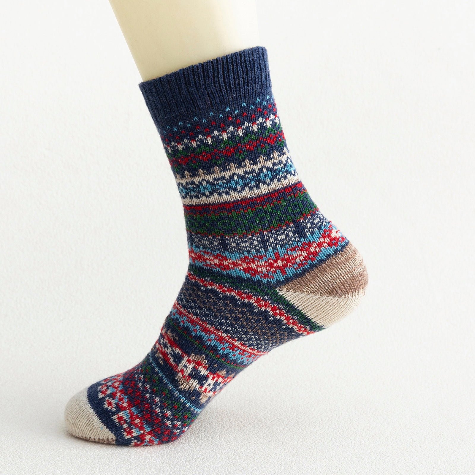 Hxshgdsn 5 Pairs Womens Stocking Stuffers Sockings Winter Gifts Wool Soft Warm Cozy Crew Socks White,Purple,Blue,Wine,Black One Size