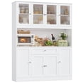 thumbnail image 7 of Hiphuta 72" H Kitchen Pantry Cabinet with Frosted Glass Door, 55" W Farmhouse Kitchen Storage Cabinet with Cable Management, Large Kitchen Hutch for Kitchen Dining Room, 7 of 7