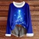 thumbnail image 3 of MHFRRA Camiseta Festiva de Manga Larga con Cuello Acogedor y Estampado Festivo para Uso Informal y Cómodo. Azul, 3 of 3