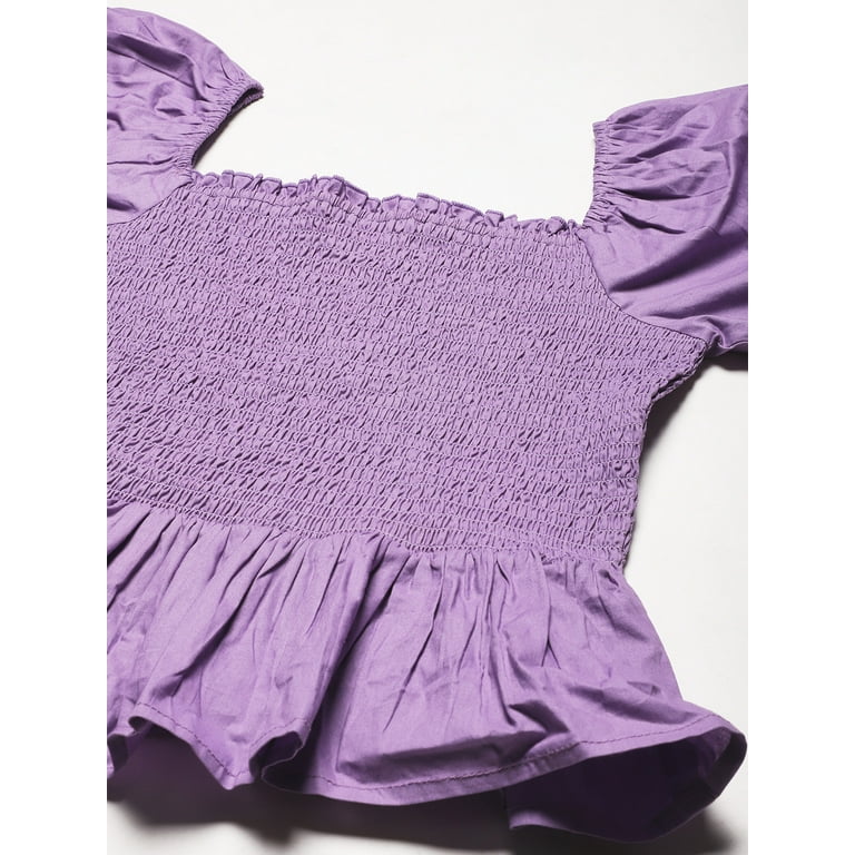 Buy Moomaya Women Solid Cotton Short Sleeves Crop Top, Smocked