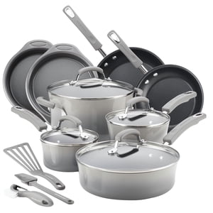 Rachael Ray 15-Piece Hard Enamel Non-Stick Cookware Set