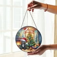 thumbnail image 2 of Merry Christmas French Bulldog Santa Hat Xmas Tree Winter Holiday Stained Glass Suncatcher Dog Lover Gifts Window Hanging Sign Decor - 01013, 2 of 5
