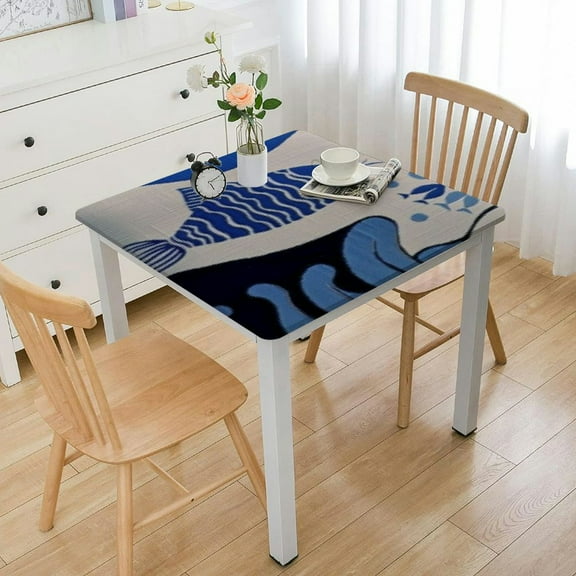 BANET Heavy Duty Oilcloth Tablecloth Square Wipeable Spillproof Tablecloth for Spring Outdoor Camping Picnic Square white