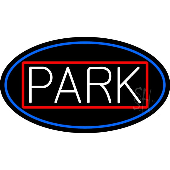 Park Oval With Blue Border LED Neon Sign 20 x 37 - inches, Clear Edge Cut Acrylic Backing, with Dimmer - Bright and Premium built indoor LED Neon Sign for Bar decor.
