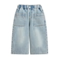 thumbnail image 3 of Ruyang Bermuda Cargo Denim Shorts for Girls Baggy Jorts Summer Jeans Shorts Teens Kids Wide Leg Y2k Casual Knee Length Short Pants, 3 of 9