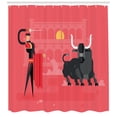 thumbnail image 3 of Ambesonne Spanish Shower Curtain, Matador Bull Arena, 69"Wx84"L, Pink Multicolor, 3 of 3
