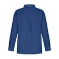 thumbnail image 5 of Kddylitq Summer Button Down Shirts for Women Cotton Linen Collared Tops Long Sleeve Gauze Blouses 2024 Casual Work Clothing Dark Blue 5XL, 5 of 7