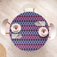 thumbnail image 4 of Ambesonne Navy and Blush Fitted Round Tablecloth, Psychedelic Lines, 56"- 60" Diameter, Magenta Purple Blue, 4 of 5