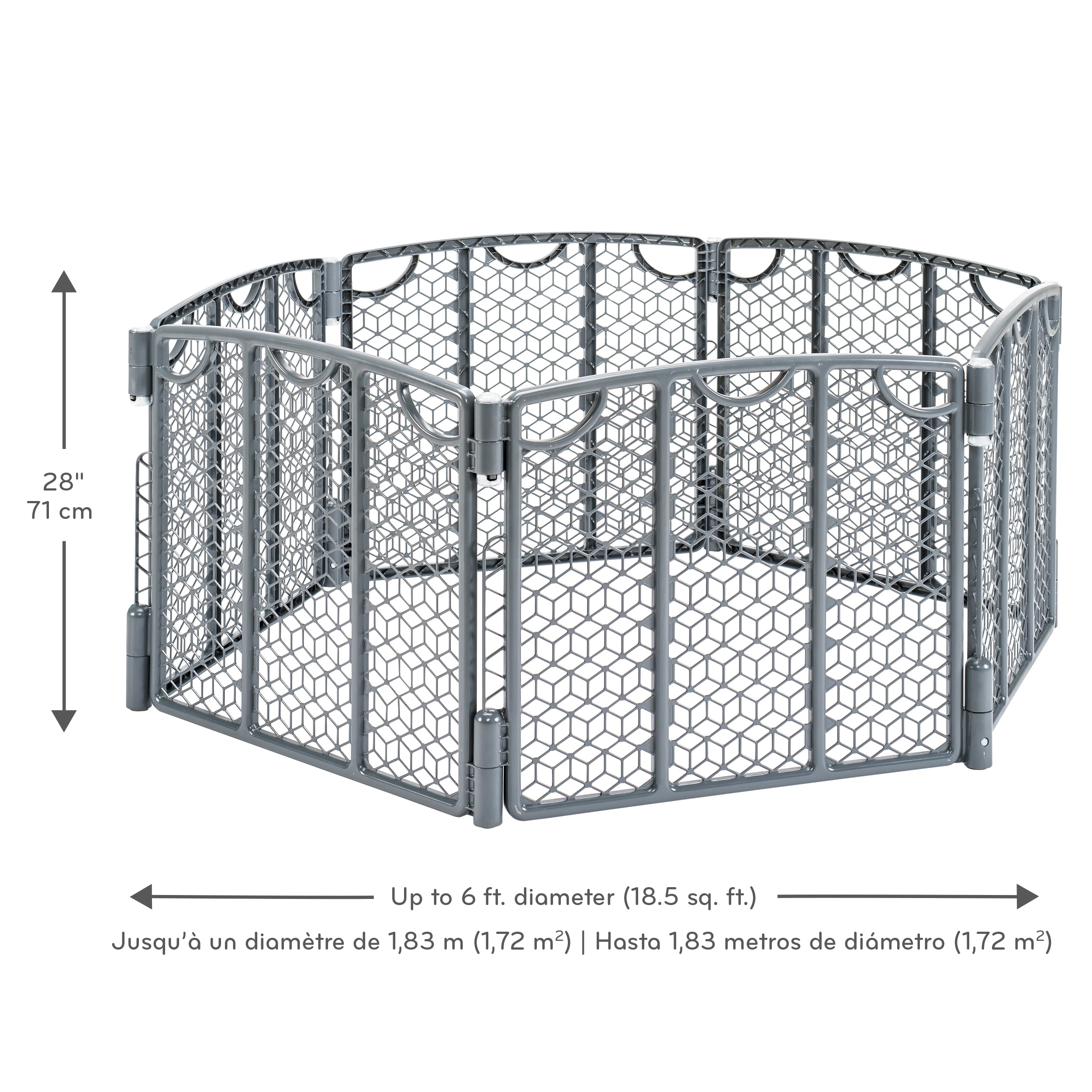 Evenflo Versatile Play Space Adjustable Freestanding Playard, 6-Panels, Cool Gray - 1