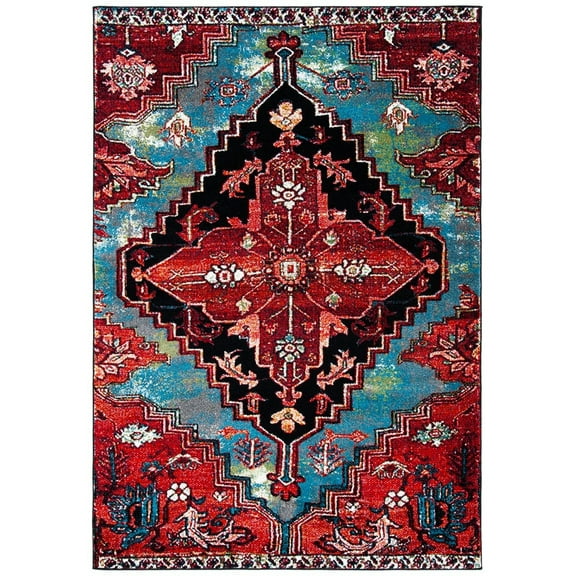 SAFAVIEH Vintage Hamadan Erksine Oriental Area Rug, Blue/Red, 9' x 12'