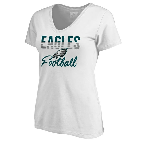 Women's White Philadelphia Eagles Free Line V-Neck T-Shirt