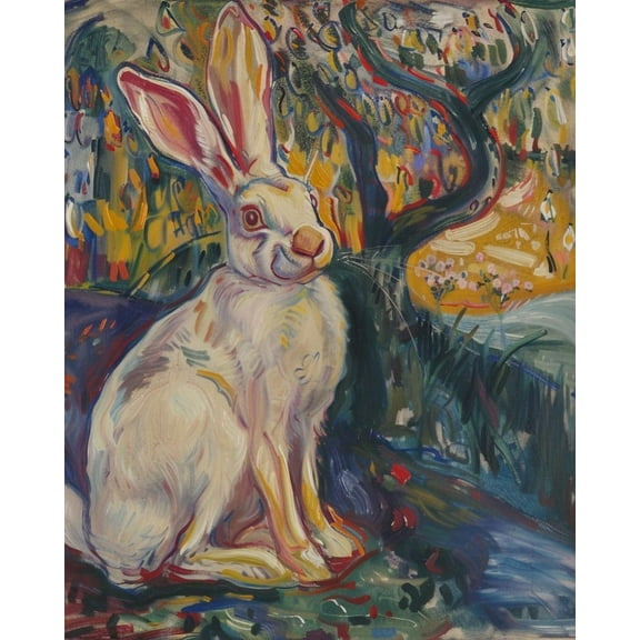 Paint by Numbers for Adults Kids Beginner Colorful White Rabbit DIY Acrylic Painting by Numbers Kits with Brushes Acrylic Pigment Home Decoration Gifts 16 x 20 inch