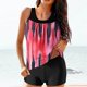 thumbnail image 2 of Modesto Trajes de Baño para las Mujeres Multicolor Gradiente Impresión de Espalda Recorte, Pantalones Cortos de Cintura Alta Y Sling Top para la Playa, la Piscina Y las Vacaciones, 2 of 6