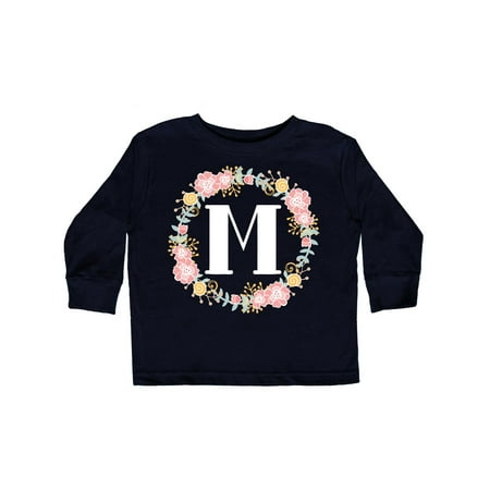 

Inktastic Monogram Letter M Rose Floral Wreath Gift Gift Toddler Toddler Girl Long Sleeve T-Shirt