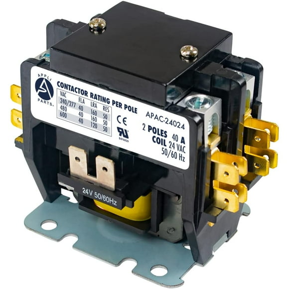 Appli Parts APAC-24024 Heavy Duty 2 Poles Contactor 40 Amp 24 Volts Coil Replacement for ac Compressor and Electrical Applications UL Certified 476929