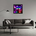 thumbnail image 3 of Stephen Chambers 20x20 Black Modern Wood Framed Wall Art Titled - Unreal Neon Mushrooms Three, 3 of 6