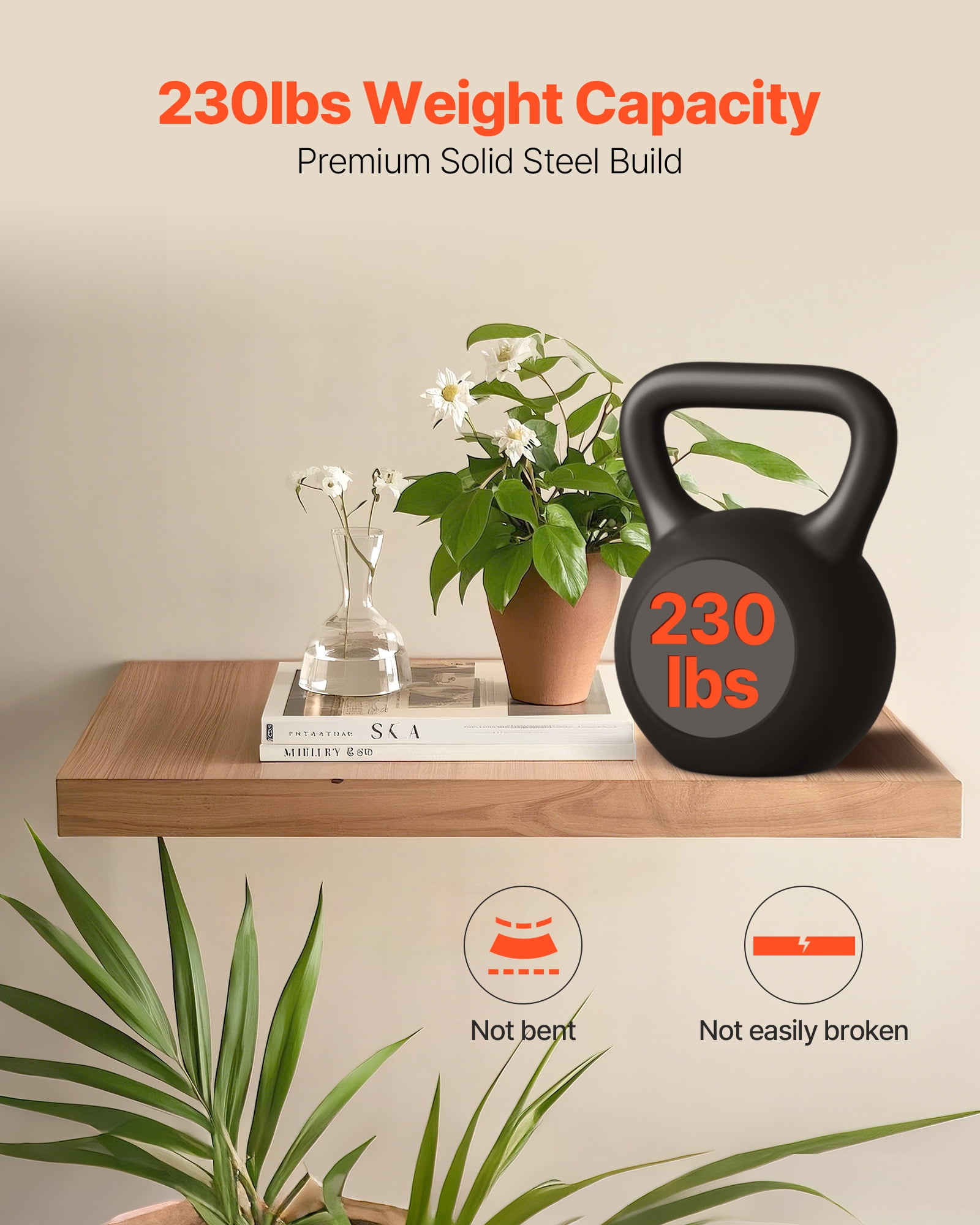VEVOR Floating Shelf Bracket 1 Pack, 230 lbs/104 kg Weight Capacity, 46x6.2x3 inch / 1168.4x157.4x76.2 mm, Heavy Duty Hidden Shelf Brackets Support, Wall Mounting Invisible Floating Shelves Bracket