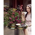 thumbnail image 4 of Round Tablecloth with Elastic Tropical Plant Flowers Parrot Red Ginger Flower Hibiscus Waterproof Stain-proof Table Cover Wipeable Fitted Table Cloths for 55"-60" Round Tables Dining Kitchen, 4 of 6