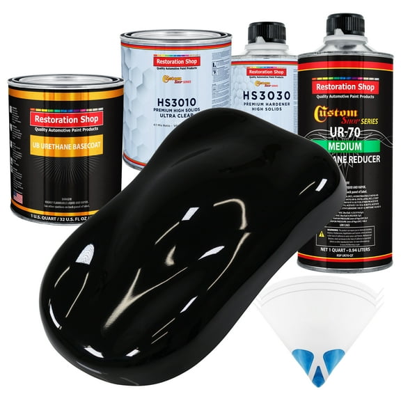 Jet Black Premium Quart URETHANE BASECOAT CLEARCOAT Car Auto Body Paint Kit
