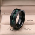 thumbnail image 2 of Black Gold Plated Matte 8mm Titanium Steel Mens Ring Men Wedding Band Green CZ Man Ring, 2 of 6