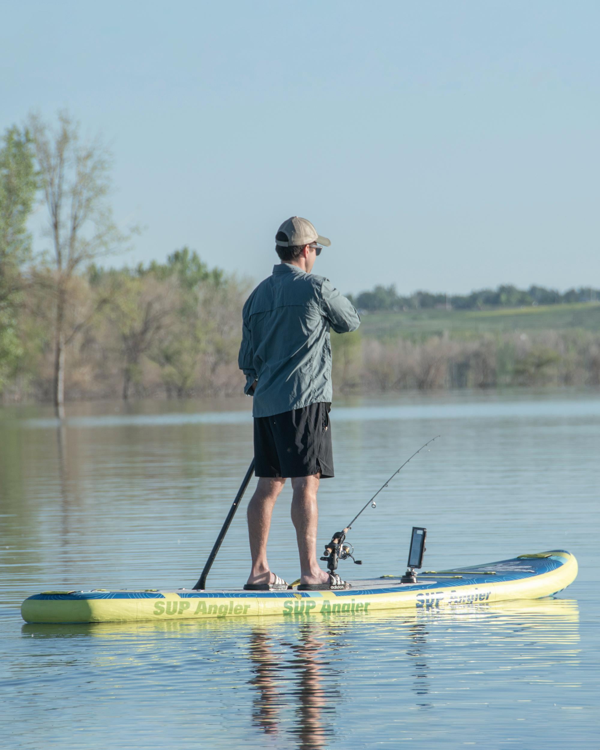 SUP Angler I X-Wide Inflatable Fishing Paddle Board for Adults to 425 lbs - Waterproof Touchscreen Phone Case, 2X Fishing Rod Holders, Paddle Holder, Kayak Seat, Paddle, 3 Fins 10'8" X 35"