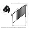 thumbnail image 4 of 2 Pack 5 Step Handrails for Outdoor Steps, Fits 4 or 5 Steps Wrought Iron Stair Railing, Metal Hand Rail with Installation Kit, Staircase Handrails for Concrete, Porch, Deck, Exterior Steps, Black, 4 of 18