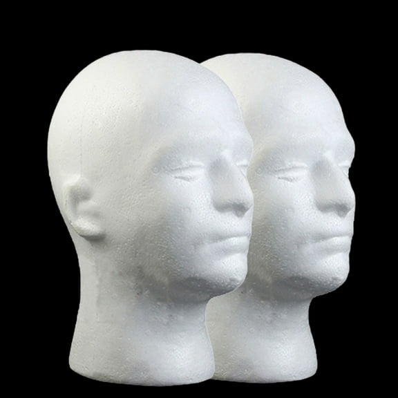 Happy Date 11 2Pcs Wig Head Male Foam Mannequin Wig Stand and Holder for Style Model And Display Hair Hats and Hairpieces Mask for Home Salon