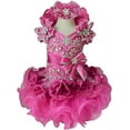 thumbnail image 3 of Jenniferwu G015 Infant Toddler Baby Newborn Little Girl's Pageant Party Birthday Dress Fuchsia Size 12-18M, 3 of 7