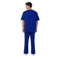 thumbnail image 4 of Domuza Men Scrubs Set - Stretch V-Neck Scrub Top & Straight Leg Pant with Multiple Pockets Anti-Wrinkle Scrubs for Men Blue 2XL, 4 of 5