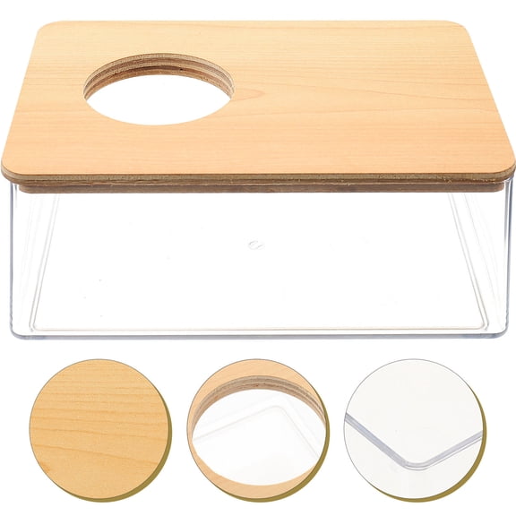 LEORX Small Animal Toilet Bathtub Hamster Sand Bath Container Khaki Wood Bathroom Bath 1Pcs