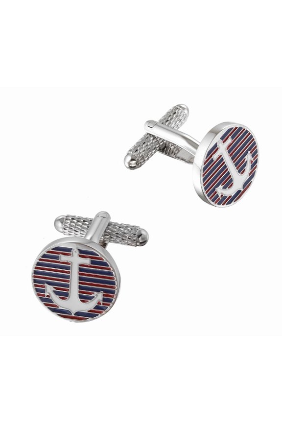 Red White Blue Striped Anchor Cufflinks