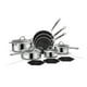 thumbnail image 1 of Juego de ollas y sartenes SNOWCLAD antiadherentes, 14 piezas de utensilios de cocina híbridos de acero inoxidable, sartenes antiadherentes, cacerolas, sartenes y ollas, sartén de cocina sin PFOA, comp, 1 of 5