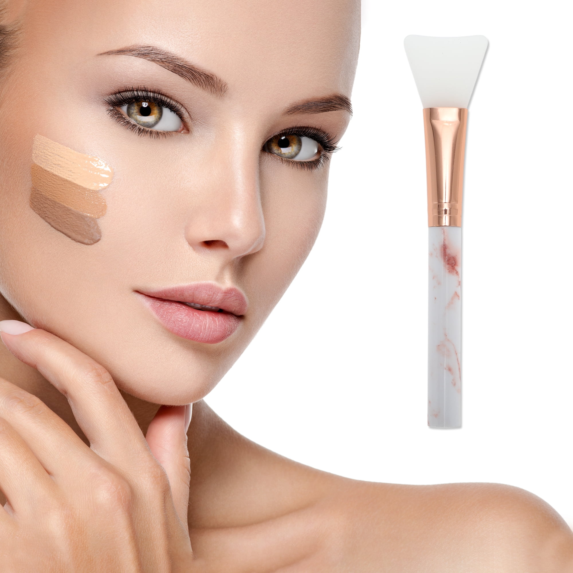 Unique Bargains Lightweight Marble Facial Mask Brush 1 Pc Brown, White
